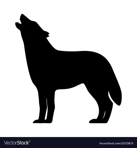 Black Silhouette Of A Howling Wolf Royalty Free Vector Image