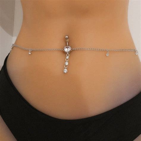 Minimalist Crystal Navel Piercing Belly Chain Belly Piercing Jewelry Belly Jewelry