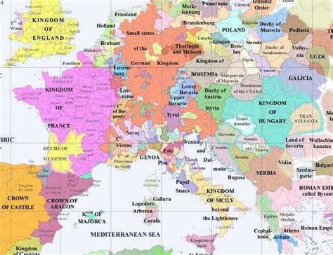 Sovereign States Of Europe 1300 Europe Map Historical Maps History Images