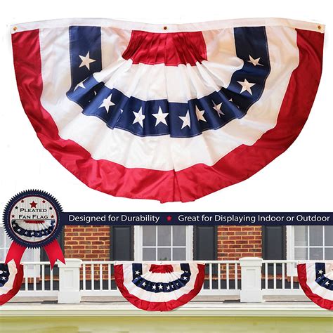 G128 Us American Pleated Fan Flag 3x6 Ft Embroidered 210d Bunting