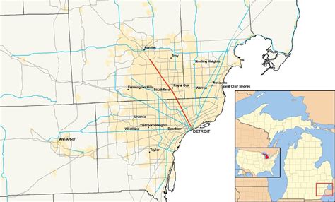 Detroit Suburb Map Detroit Municipalities Map Michigan Usa