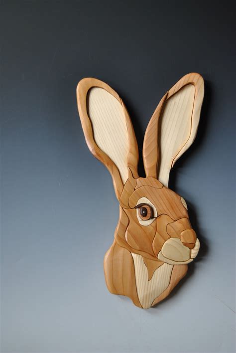 Bunny Intarsia Wallhangingwood Bunnyrabbithare Sculpture Etsy