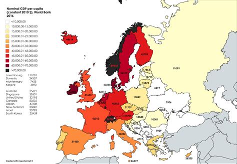 Nominal Gdp Per Capita In Europe 2016 Reurope
