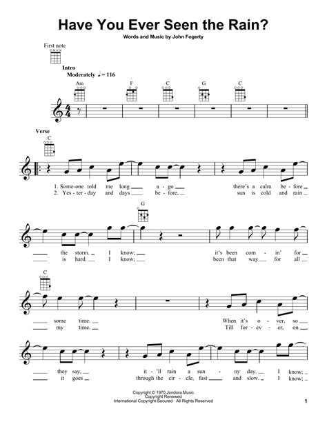Have You Ever Seen The Rain Sheet Music Creedence Clearwater Revival