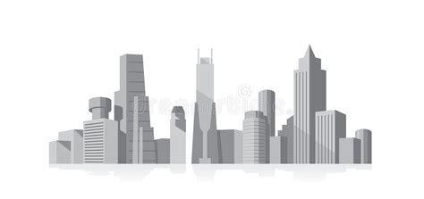City Building Vector Silhouettes Urban Vector Skylines Set Stock