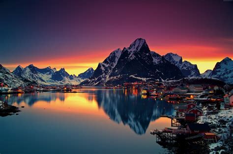 Europe Sea Norway Mountains Lofoten Islands 5k Sunrise Hd