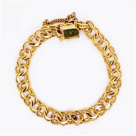 14k Charm Bracelet 14k Yellow Gold Handmade Estate Link Bracelet