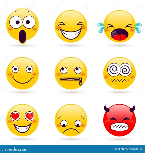 Smile Icon Smiley Faces Expressing Different Feelings Stock