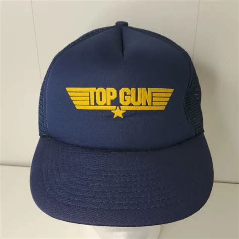 Vtg Top Gun Movie Logo Hat Maverick Snapback Navy Mesh Trucker Cap