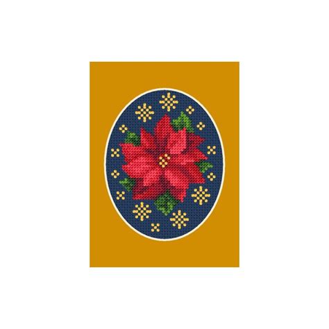 Cross Stitch Pattern Pdf Christmas Card Poinsettia With Stars Coricamo