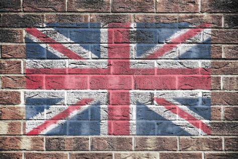 United Kingdom Great Britain Union Jack Flag On Brick Wall Background