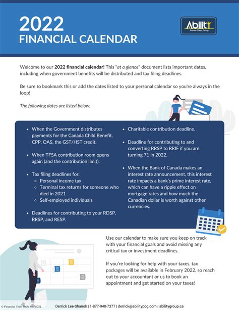 2022 Financial Calendar