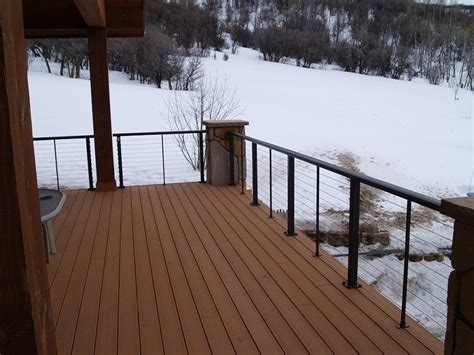 Stair rails on decks should be between 34 inches and 38 inches high, measured vertically from the nose of the tread to the top of the rail. Cable Deck Railing Code — Npnurseries Home Design from ...