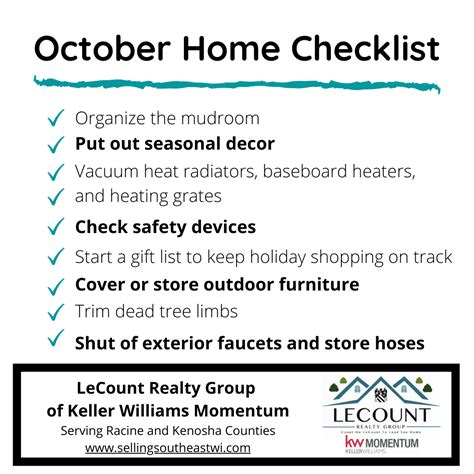 October Home Checklist Lecount Realty Group