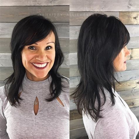 beautiful layered cut with a soft sideswept bang by our jpartist hairby alliehessey ️ ️ side