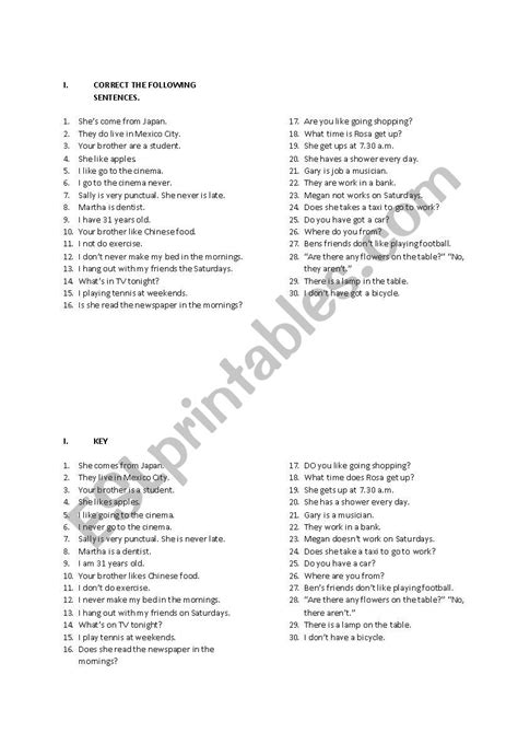 Are both sentences correct or only one of them and why? Correct the following sentences (Basic) - ESL worksheet by ...