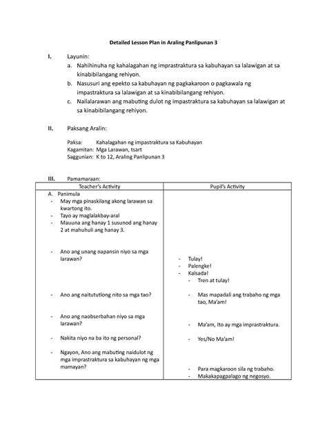 Example Of Detailed Lesson Plan In Araling Panlipunan Detailed Images
