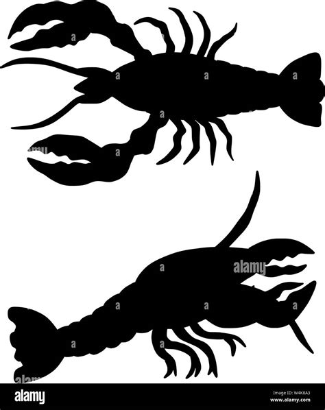 Lobster Silhouettes Sea Animal Vector Illustration Stock Vector Image