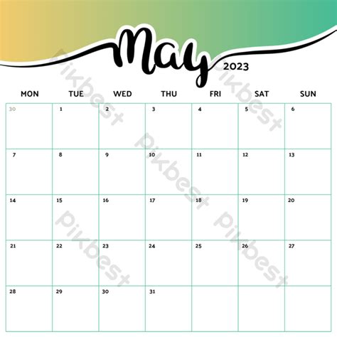 May Calendar 2023 Month Gradient Png Images Ai Free Download Pikbest