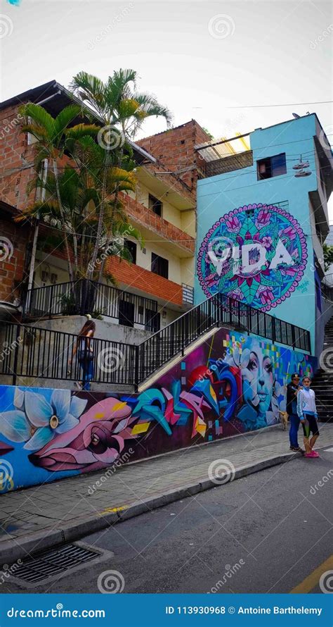Beautiful Graffiti In Comuna 13 Medellin Editorial Stock Photo Image