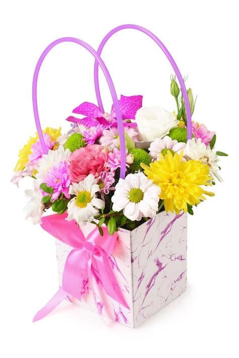 Bouquet Of Colorful Spring Flowers Isolated On A White Background Stock