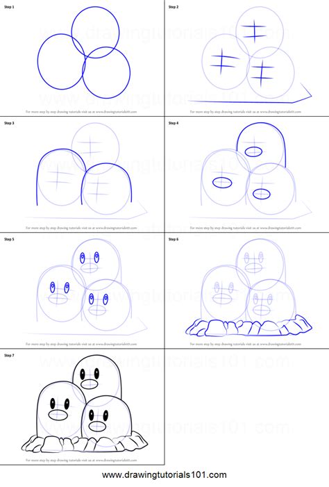 How To Draw Dugtrio From Pokemon Go Pokemon Go Step By Step Easy