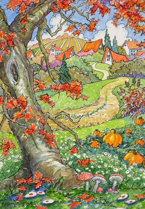 Autumn Comes To The Village Storybook Cottage Series Storybook Art