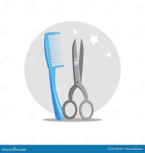 Comb And Scissors Hairdresser Tools Isolated Illustration Comb And