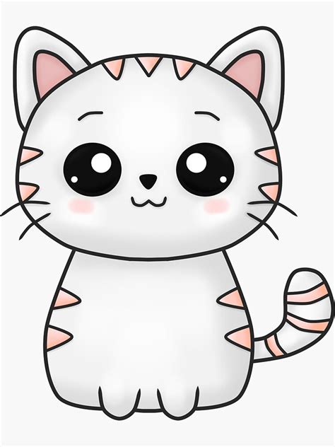 Kawaii Cat Sticker For Sale By Sagalaga Redbubble