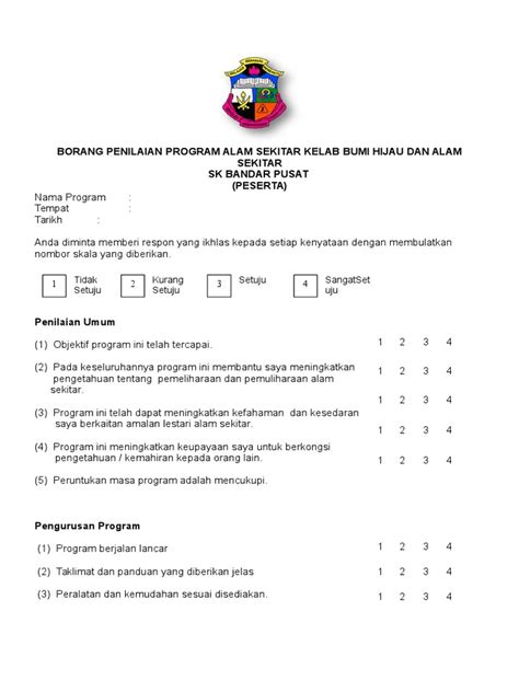 PDF Borang Penilaian Program DOKUMEN TIPS