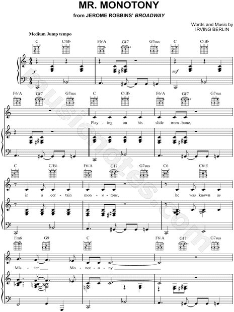 mr monotony from jerome robbins broadway sheet music in c major transposable download