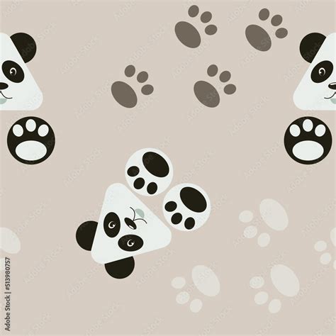 Seamless Pattern For Baby Textiles Panda Panda Paws Prints Panda