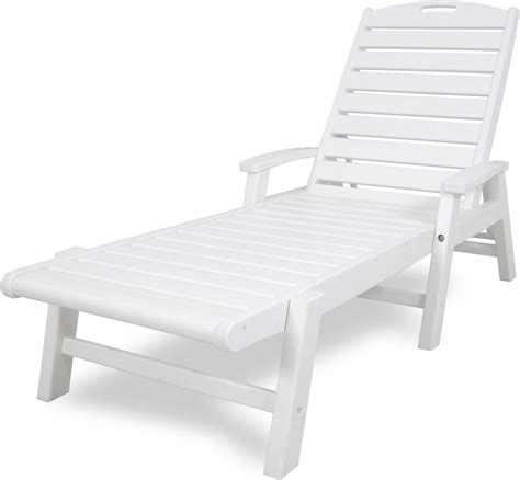 Trex Outdoor Furniture Yacht Club Stackable Chaise Lounger With Arms Classic White
