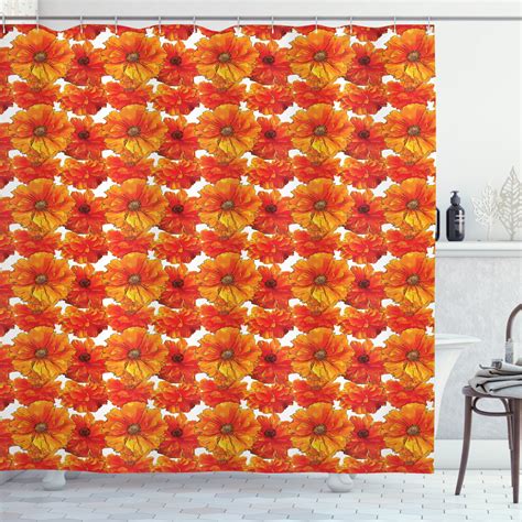 Poppy Shower Curtain Artistic Blossoms With Vibrant Petals Hand
