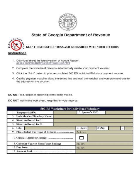 Ga Dor 500 Es 2021 Fill Out Tax Template Online Us Legal Forms