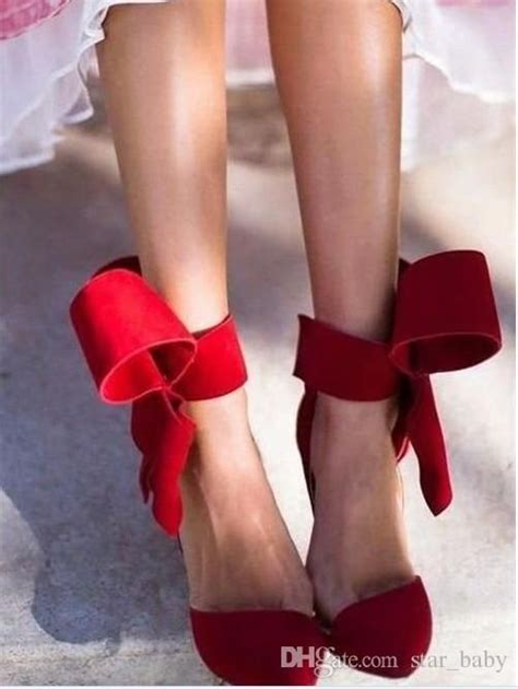 Red Ribbon Shoes Fall Fashion Shoes Heels Bow High Heels