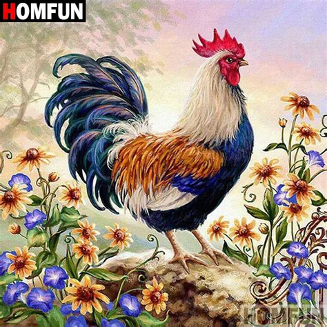 Homfun 5d Diy Diamond Painting Full Squareround Drill Animal Chicken