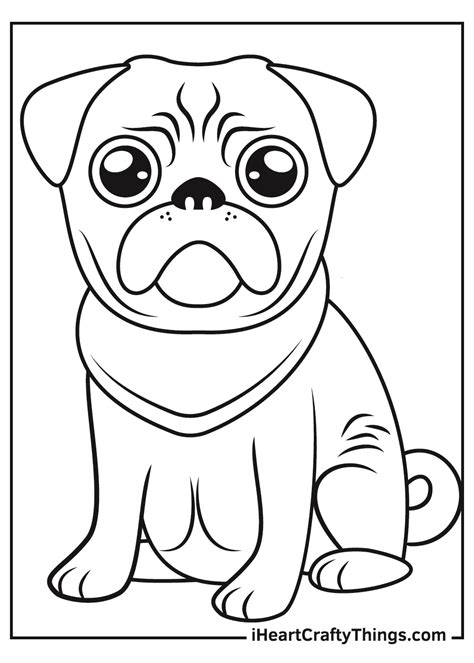 Pug Coloring Pages Drawing Cartoon Dog Printable Outline Print Cute