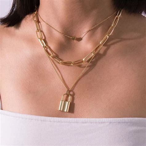 Gold Paperclip Layered Necklace Etsy