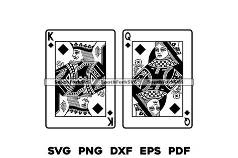 King And Queen Of Diamonds Pair Svg Png Dxf Eps Pdf