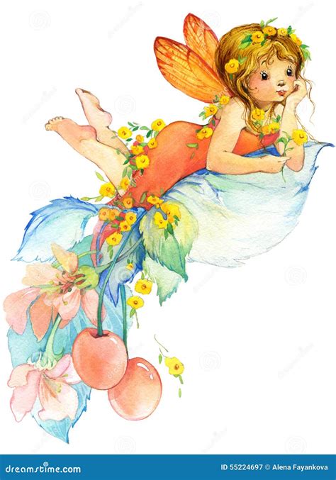 Kid Flower Fairy Watercolor Drawing Stock Illustrations 529 Kid
