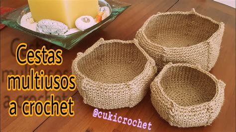 Cómo Tejer Cestas Multiusos A Crochet Ganchillo Distintas Medidas