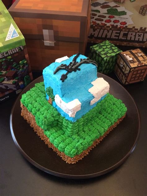 Minecraft Cake Complete With Ender Dragon Minecraft Cake Cake Desserts