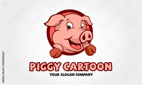 Piggy Logo Cartoon Character Happy Smiling Little Baby Cartoon Pig In