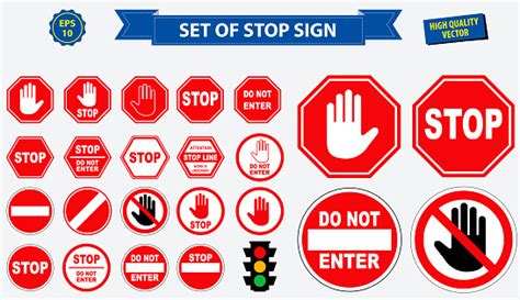 Set Of Stop Sign Stock Illustration Download Image Now Istock