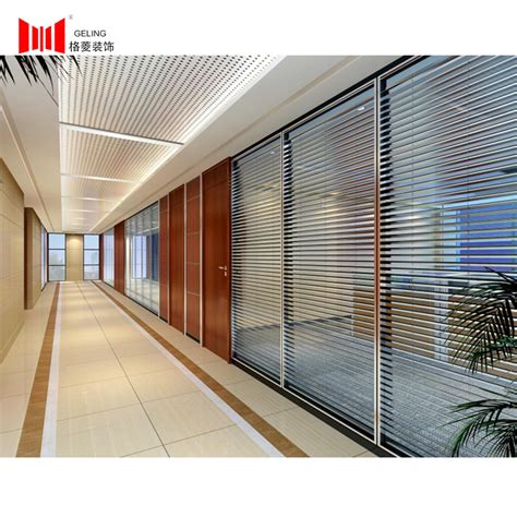 Aluminum Frame Modular Office Partition Walls With Blind