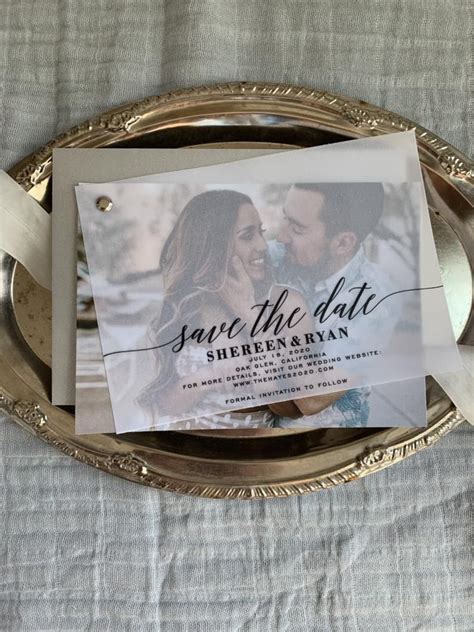 Save The Date Vellum Layered Invites Clear Invitations Etsy Clear Wedding Invitations