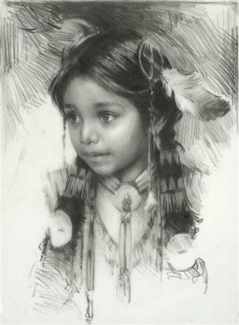 Ufukorada Pencil Sketch By Harley Brown Native American Children