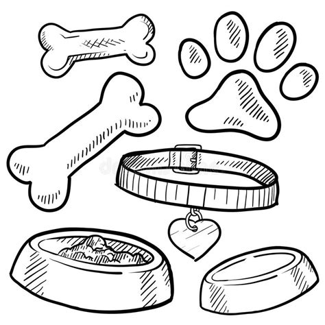 Pet Dog Items Sketch Stock Vector Illustration Of Treat 22724747