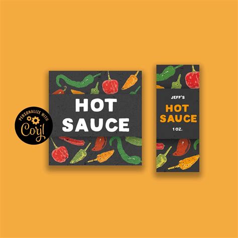 Customizable Hot Sauce Label Homemade Bbq Sauce Etsy
